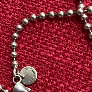 Tiffany & Co. Silver Bead Chain Bracelet with Heart Tag on Red